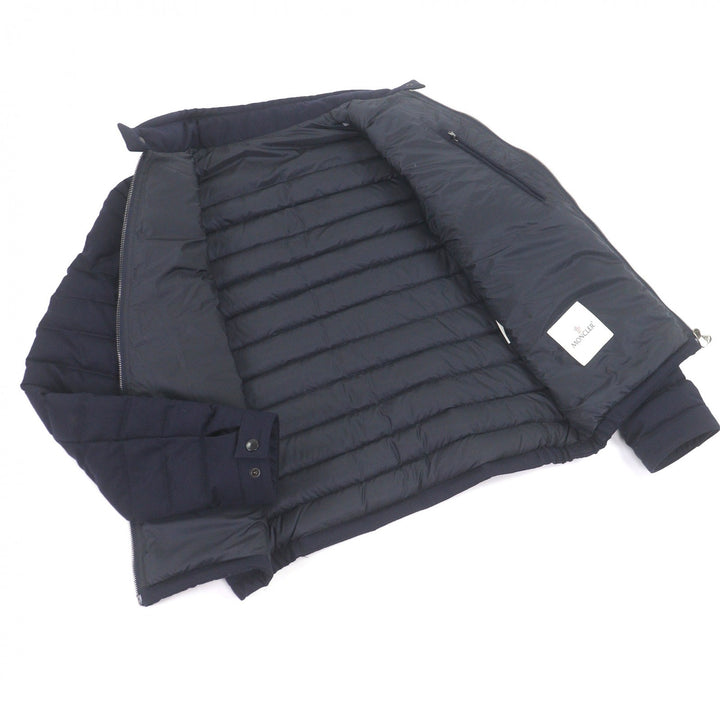 美品□MONCLER モンクレール DELABOST GIUBBOTTO ウール100％ スタンドカラー ダブルジップ ダウンジャケット ネイビー 3 正規品 メンズ
