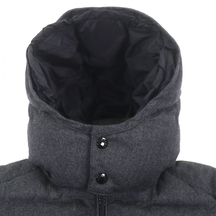 極美品▼MONCLER モンクレール MONTGENEVRE モンジュネーブル ウール100% ロゴワッペン付き フーデッド ダウンジャケット 3 国内正規品