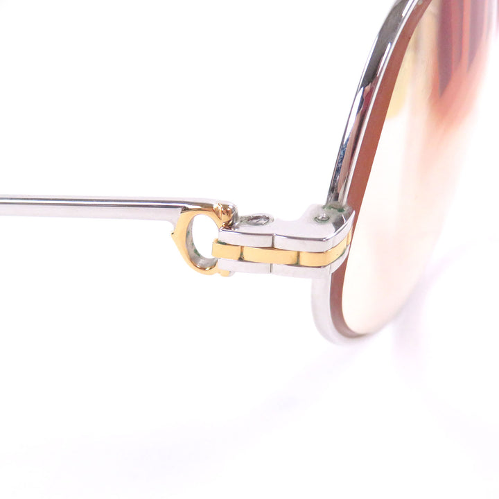 良品□Cartier カルティエ ヴィンテージ マイヨン パンテール サングラス アイウェア シルバー ボルドー 56□14 度入 フランス製 メンズ