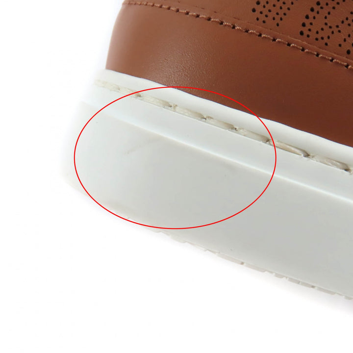 美品★HERMES エルメス デイ シルバー金具 ケリーバックル付 パンチング レースアップ レザー スニーカー ブラウン 37.5 箱・保存袋付き