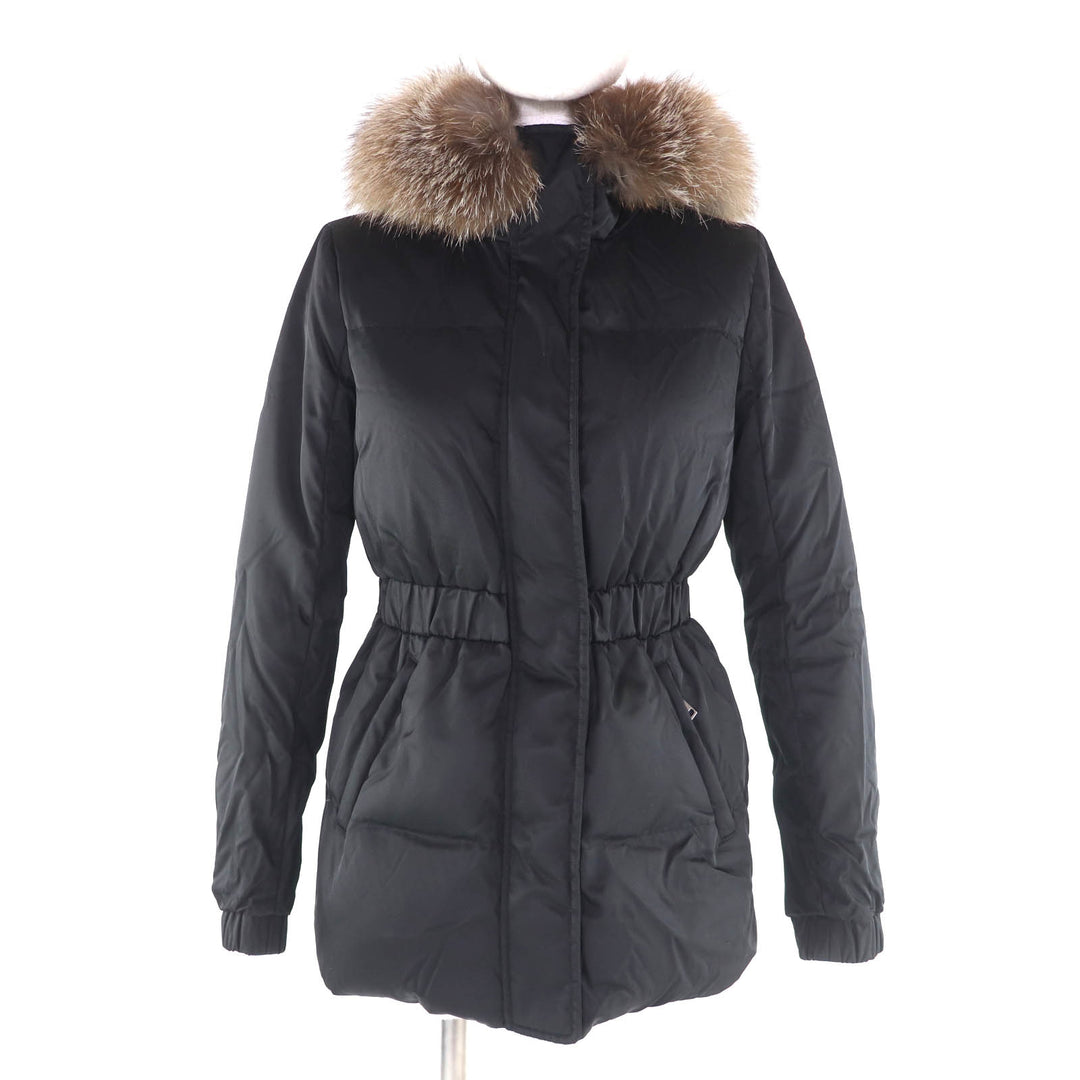 美品★MONCLER モンクレール FATSIALFUR ブルーフロストFOXファー・ロゴワッペン付 ダウンジャケット ブラック 00 国内正規品 レディース