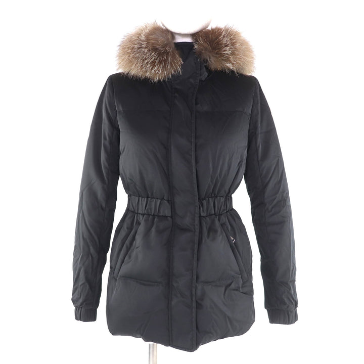 美品★MONCLER モンクレール FATSIALFUR ブルーフロストFOXファー・ロゴワッペン付 ダウンジャケット ブラック 00 国内正規品 レディース