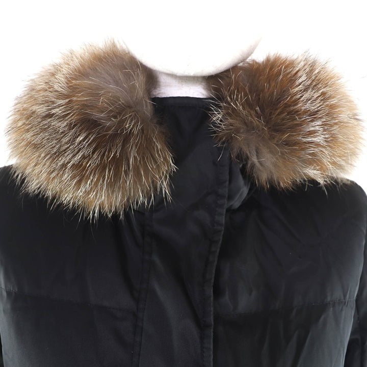 美品★MONCLER モンクレール FATSIALFUR ブルーフロストFOXファー・ロゴワッペン付 ダウンジャケット ブラック 00 国内正規品 レディース