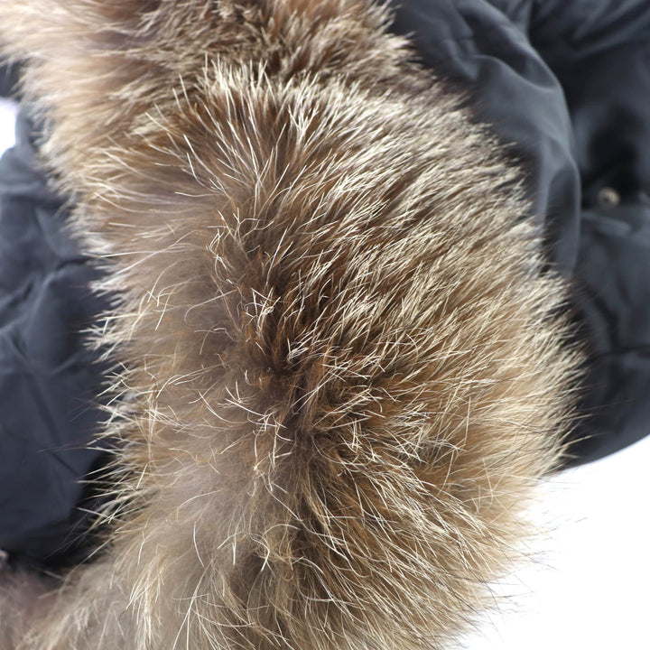 美品★MONCLER モンクレール FATSIALFUR ブルーフロストFOXファー・ロゴワッペン付 ダウンジャケット ブラック 00 国内正規品 レディース