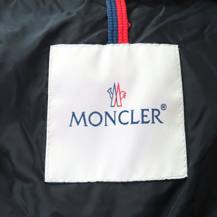 美品★MONCLER モンクレール FATSIALFUR ブルーフロストFOXファー・ロゴワッペン付 ダウンジャケット ブラック 00 国内正規品 レディース