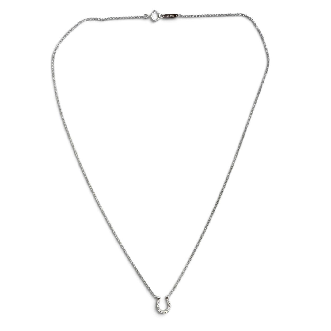 美品△TIFFANY&amp;Co. ティファニー メトロホースシュー ダイヤ ネックレス アクセサリー 750(WG) ホワイトゴールド 重量2.22g 箱付き