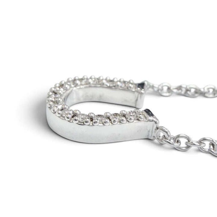 美品△TIFFANY&amp;Co. ティファニー メトロホースシュー ダイヤ ネックレス アクセサリー 750(WG) ホワイトゴールド 重量2.22g 箱付き