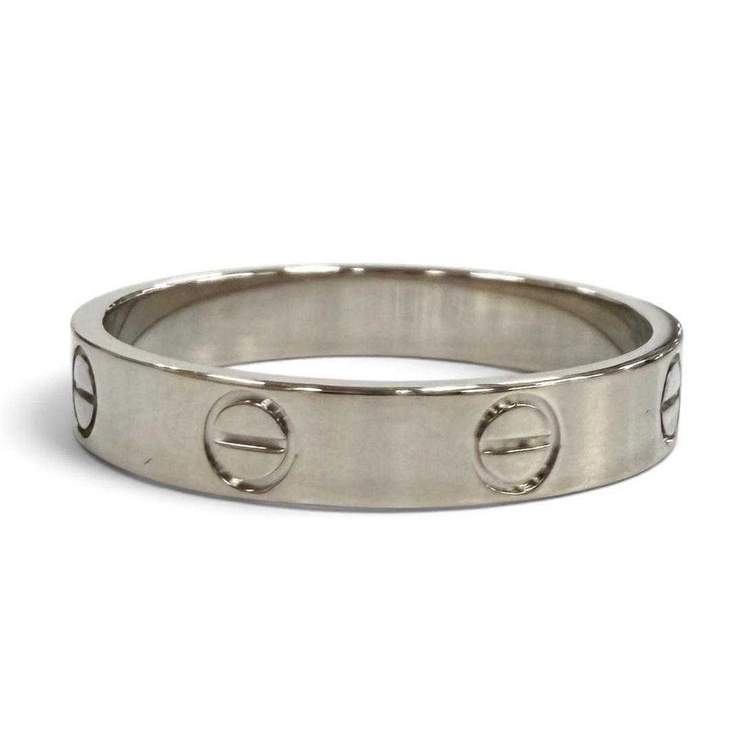 極美品★Cartier カルティエ DHJ331 LOVE リング ミニ 750(WG) リング 指輪 アクセサリー ホワイトゴールド 56 （JP16号相当） 重量3.58g