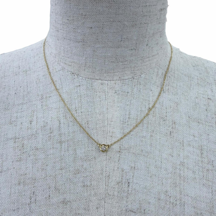 美品☆TIFFANY&amp;Co. ティファニー ダイヤモンド バイ ザ ヤードシングル ダイヤモンド ペンダント 750（YG） ダイヤモンド0.17ct 重量2.0g