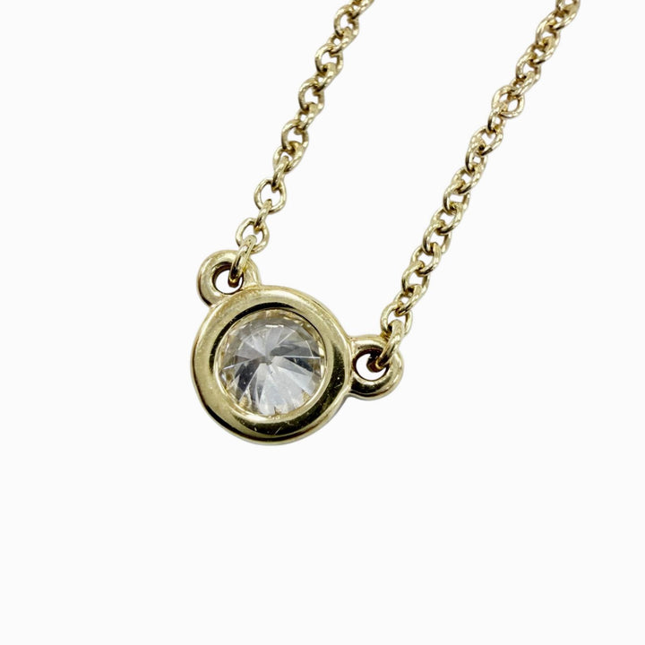 美品☆TIFFANY&amp;Co. ティファニー ダイヤモンド バイ ザ ヤードシングル ダイヤモンド ペンダント 750（YG） ダイヤモンド0.17ct 重量2.0g