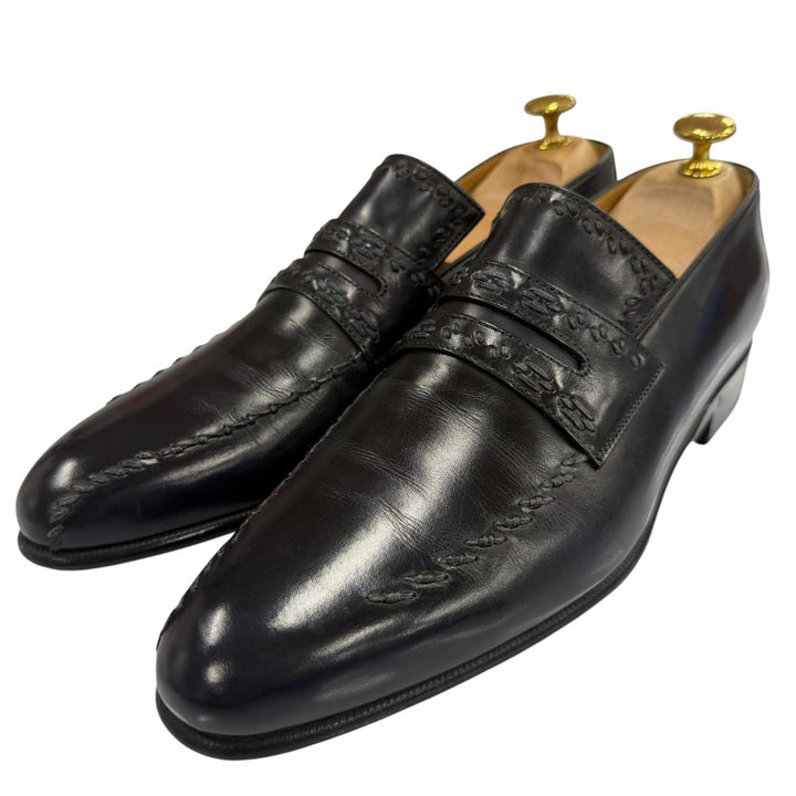 美品▼Berluti ベルルッティ ANDY アンディ フィダリアーヌコレクション ハンドステッチ レザーシューズ ローファー ブラック 7 メンズ