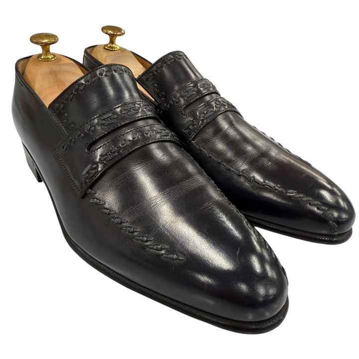 美品▼Berluti ベルルッティ ANDY アンディ フィダリアーヌコレクション ハンドステッチ レザーシューズ ローファー ブラック 7 メンズ