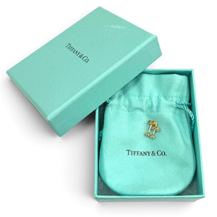 極美品★TIFFANY&amp;Co. ティファニー エルサペレッティ バイザヤード ダイヤ ピアス 750(PG) 総0.10ct（2粒合計) 重量1.21g 箱・袋付