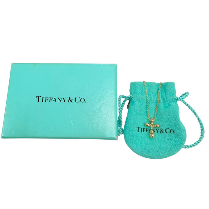 極美品☆TIFFANY&amp;Co. ティファニー エルサペレッティ スモールクロス ネックレス 750(YG) イエローゴールド 重量3.51g 箱・保存袋付き