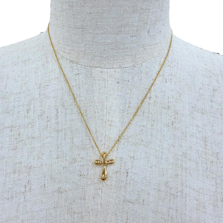 極美品☆TIFFANY&amp;Co. ティファニー エルサペレッティ スモールクロス ネックレス 750(YG) イエローゴールド 重量3.51g 箱・保存袋付き