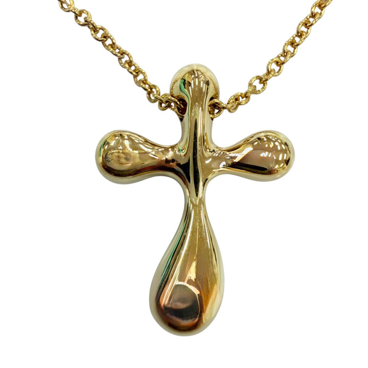 極美品☆TIFFANY&amp;Co. ティファニー エルサペレッティ スモールクロス ネックレス 750(YG) イエローゴールド 重量3.51g 箱・保存袋付き