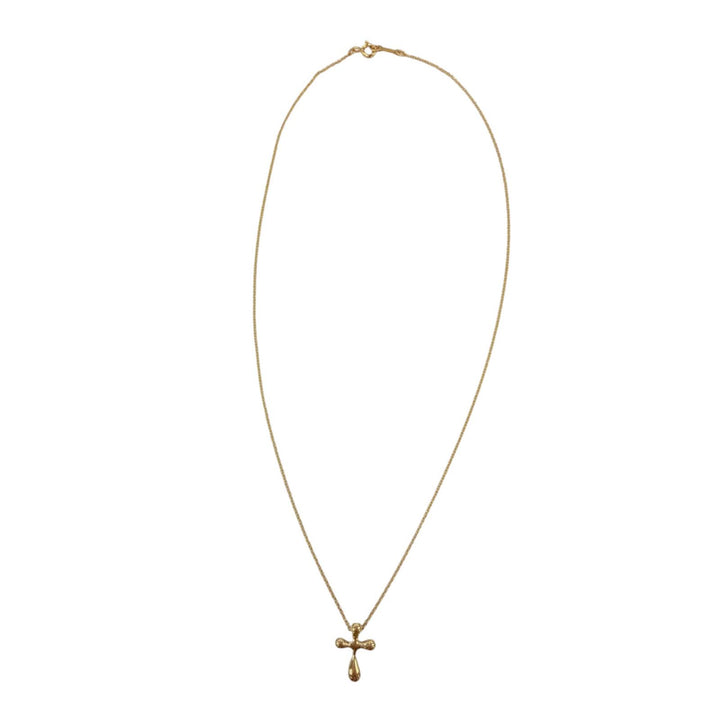 極美品☆TIFFANY&amp;Co. ティファニー エルサペレッティ スモールクロス ネックレス 750(YG) イエローゴールド 重量3.51g 箱・保存袋付き
