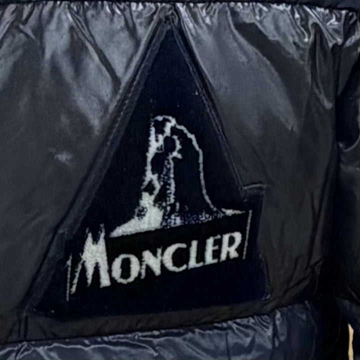 美品▼MONCLER モンクレール GARY ゲイリー ロゴワッペン付 フーデッド ダブルジップアップ ダウンジャケット ネイビー 1 正規品 メンズ