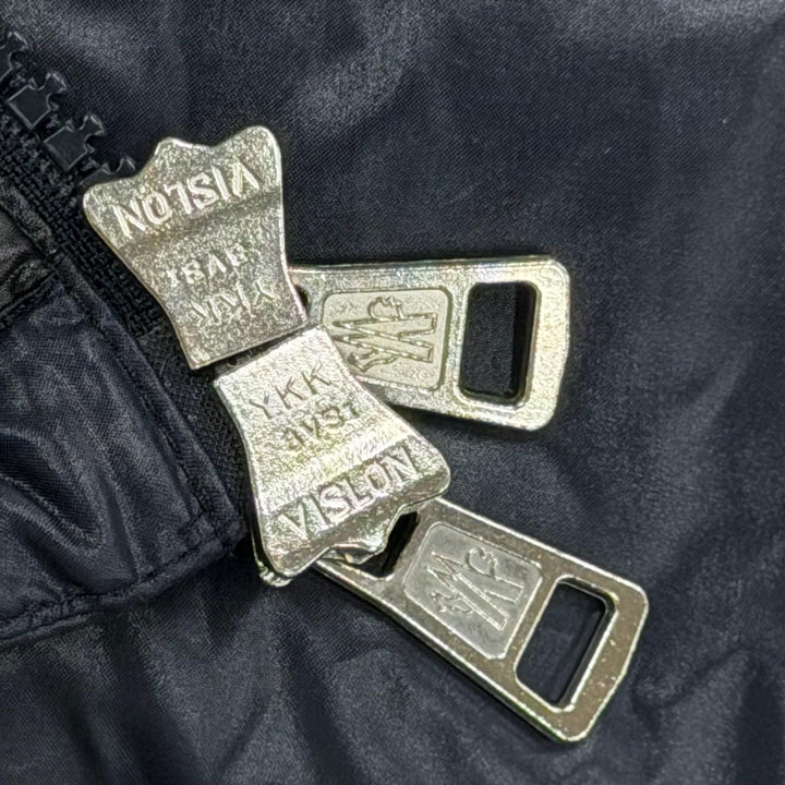 美品▼MONCLER モンクレール GARY ゲイリー ロゴワッペン付 フーデッド ダブルジップアップ ダウンジャケット ネイビー 1 正規品 メンズ