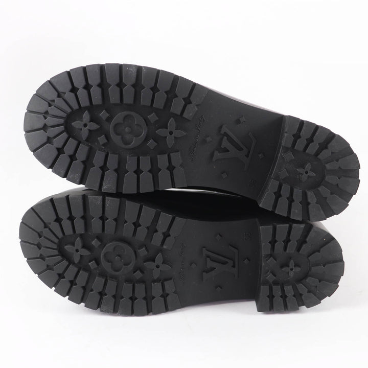 極美品☆LOUIS VUITTON ルイヴィトン スプラッシュ・ライ モノグラム ラバー レインブーツ ロングブーツ ブラック 36 伊製 レディース
