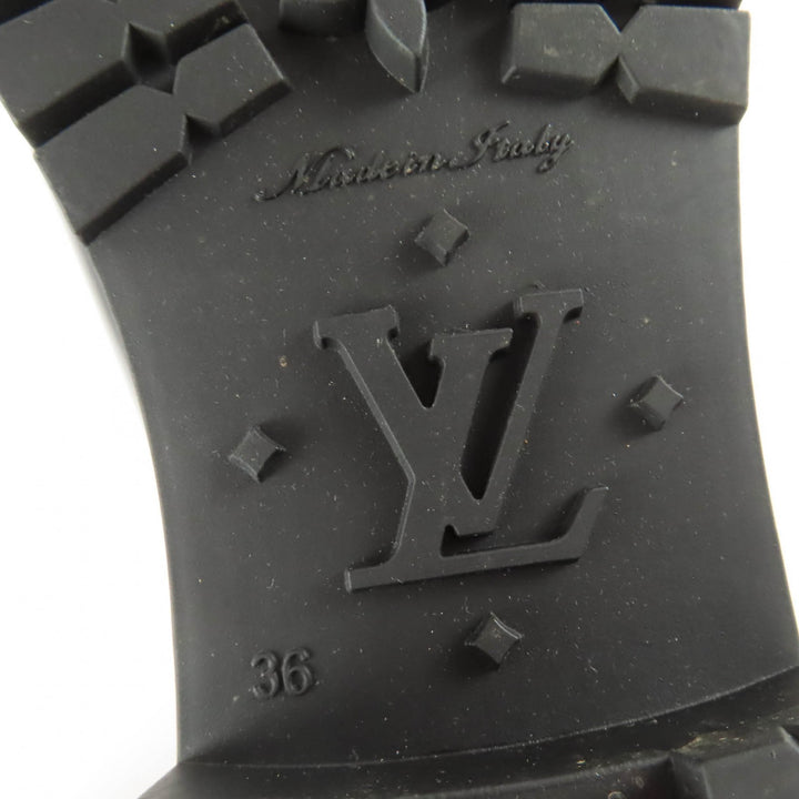 極美品☆LOUIS VUITTON ルイヴィトン スプラッシュ・ライ モノグラム ラバー レインブーツ ロングブーツ ブラック 36 伊製 レディース