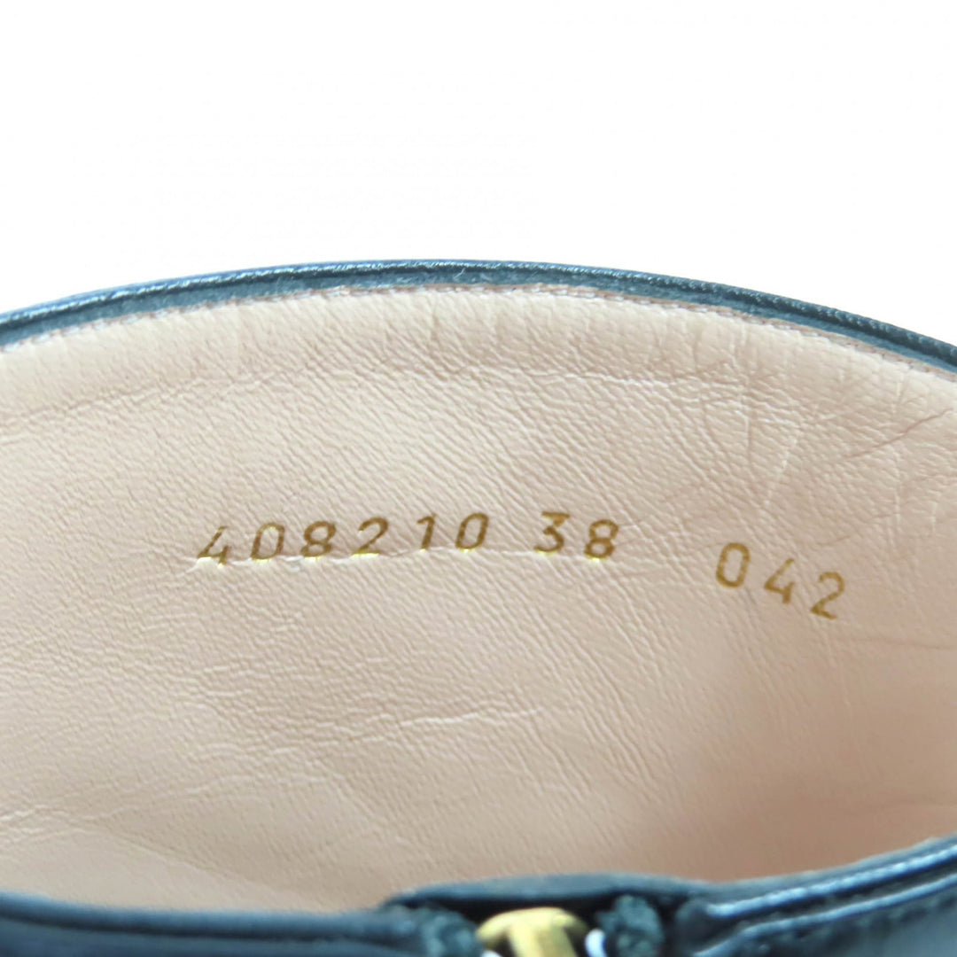 未使用品★GUCCI グッチ 408210 GGマーモント タッセル サイドジップ レザー ショートブーツ ブラック ゴールド金具 38 保存袋付き 伊製