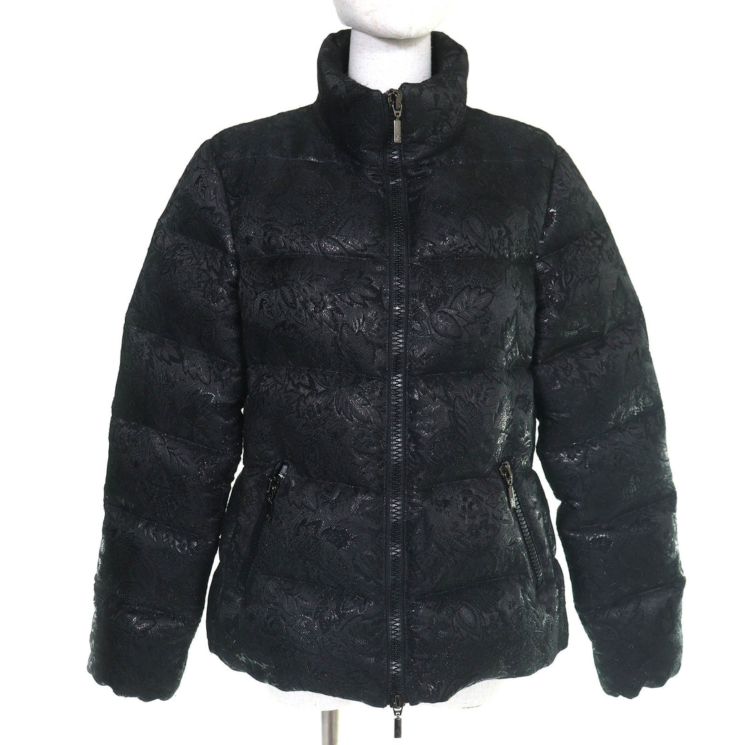 美品△MONCLER モンクレール SARIETTE セリッテ フラワージャガード スタンドカラー ダウンジャケット ブラック 4 レディース