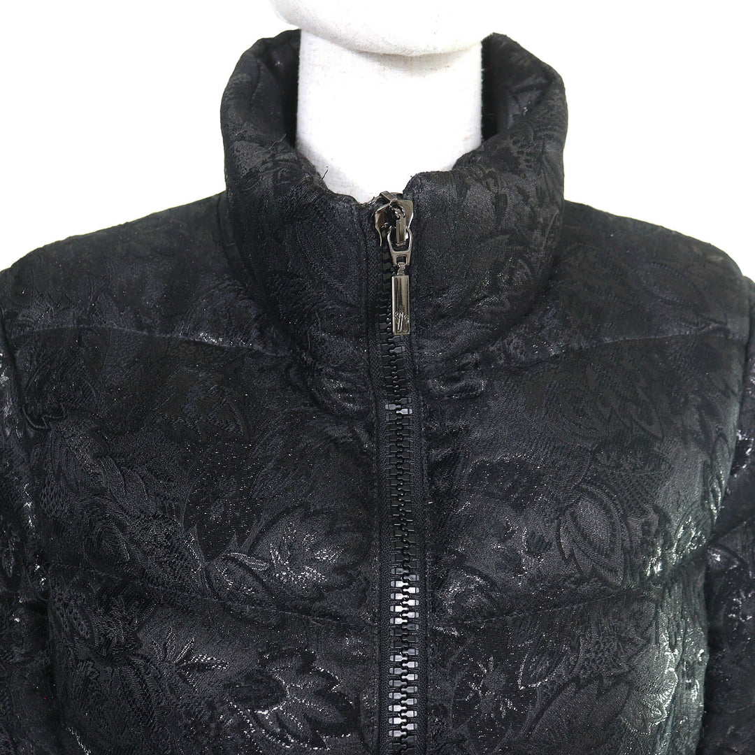 美品△MONCLER モンクレール SARIETTE セリッテ フラワージャガード スタンドカラー ダウンジャケット ブラック 4 レディース