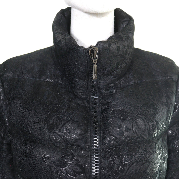 美品△MONCLER モンクレール SARIETTE セリッテ フラワージャガード スタンドカラー ダウンジャケット ブラック 4 レディース