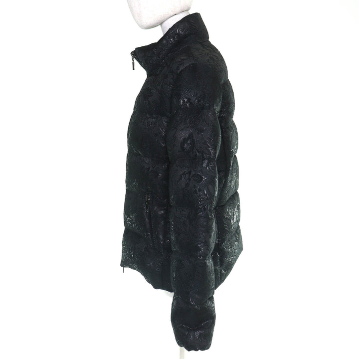 美品△MONCLER モンクレール SARIETTE セリッテ フラワージャガード スタンドカラー ダウンジャケット ブラック 4 レディース
