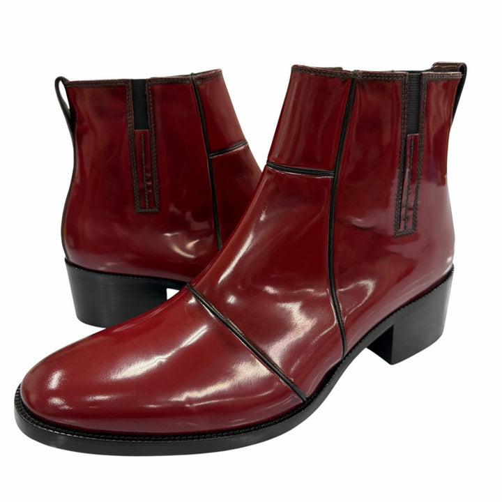 未使用品▼DIOR ディオール オム 09AW HEEL BOOTS パテントレザー クリス期初期 サイドジップ ショートブーツ レッド 41 箱付き メンズ