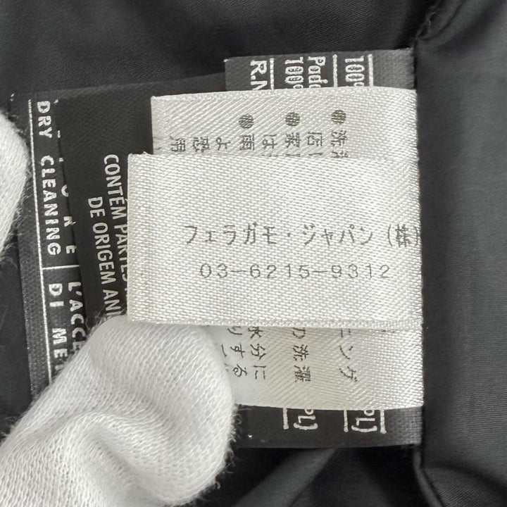 美品★Salvatore Ferragamo サルヴァトーレフェラガモ ガンチーニ金具 レザー使い キルティング コート ブラック 42 伊製 正規品