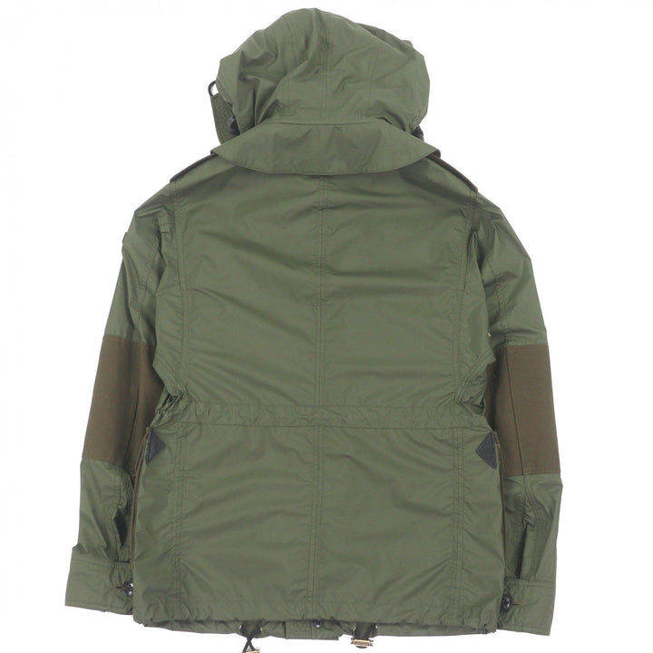 美品□BURBERRY バーバリー ブリット 4015992 リネン混 素材切り替え 裏チェック柄 フィールドジャケット ミリタリーコート S 正規品