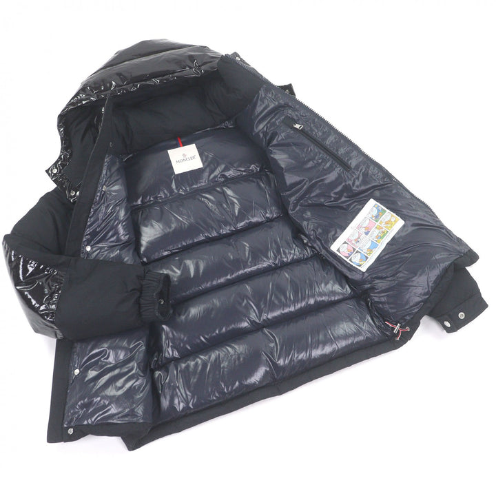 美品□MONCLER モンクレール 2022年製 CHARDON GIUBBOTTO ロゴワッペン 素材切替 ダウンジャケット ダークネイビー 2 正規品 メンズ