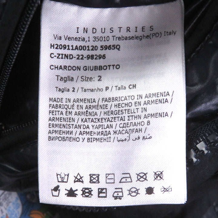 美品□MONCLER モンクレール 2022年製 CHARDON GIUBBOTTO ロゴワッペン 素材切替 ダウンジャケット ダークネイビー 2 正規品 メンズ