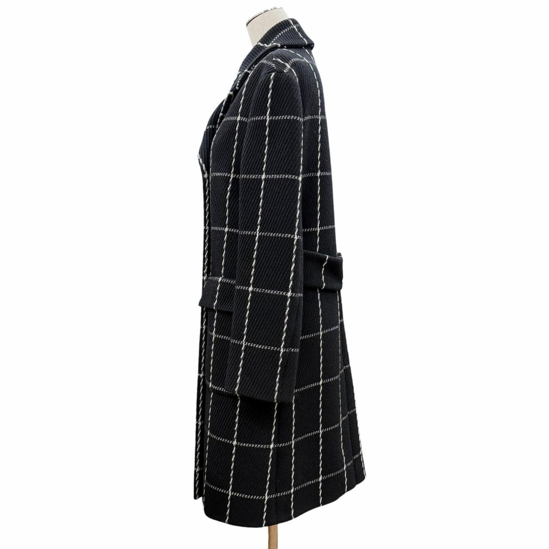 極美品◇Christian Dior クリスチャンディオール 851M12A1047 裏地シルク100％ ダブルブレスト ウール コート 黒 40 フランス製 正規品