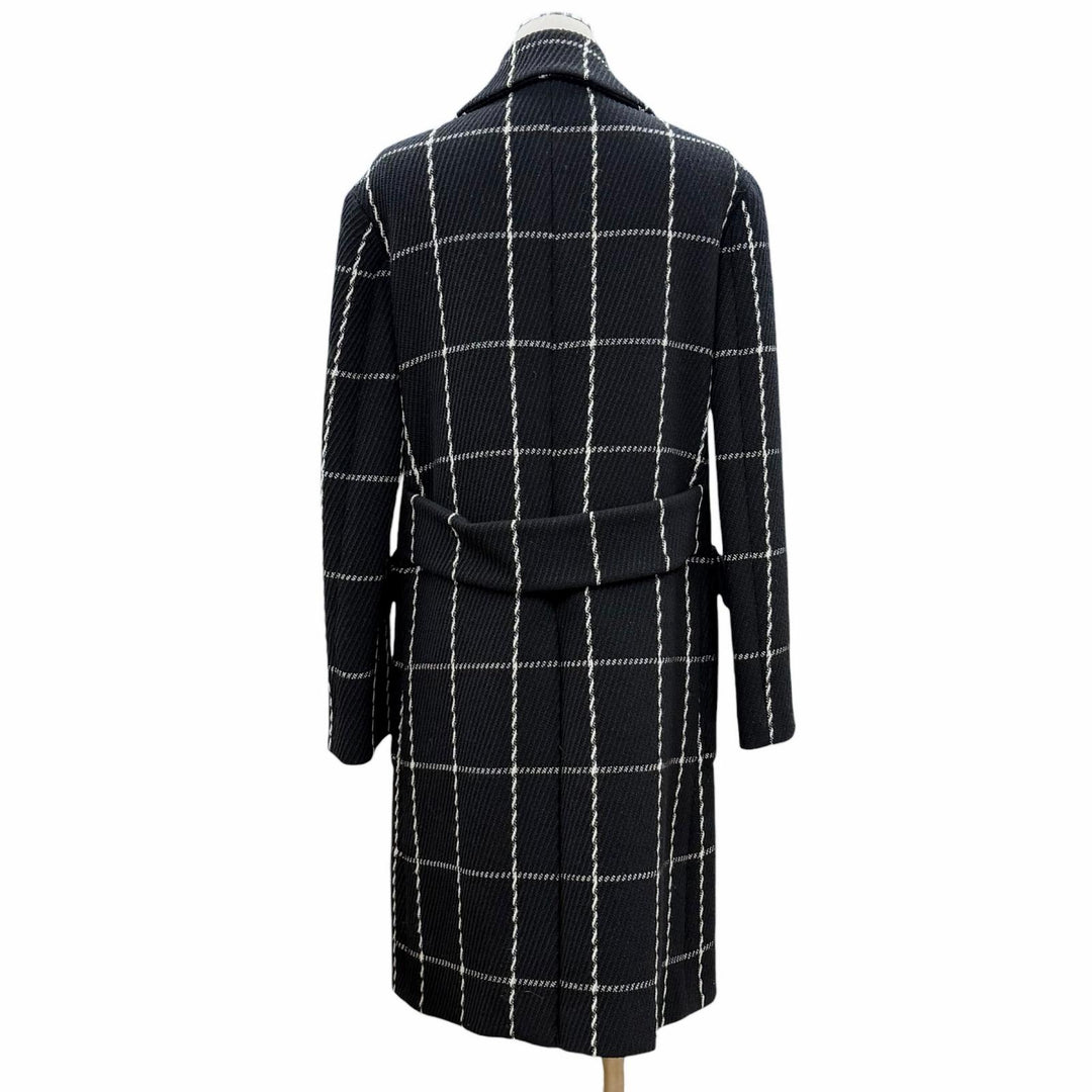 極美品◇Christian Dior クリスチャンディオール 851M12A1047 裏地シルク100％ ダブルブレスト ウール コート 黒 40 フランス製 正規品