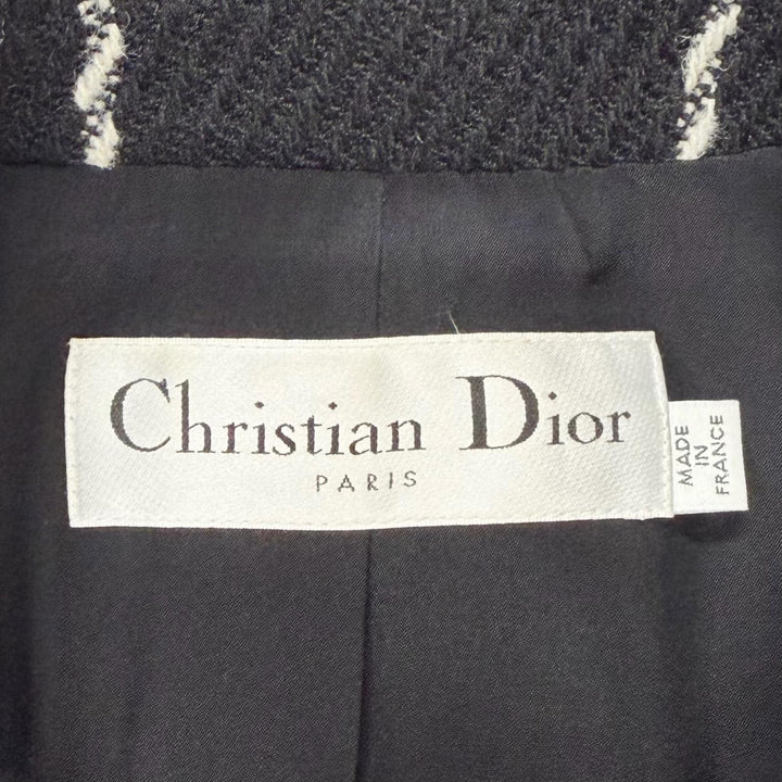 極美品◇Christian Dior クリスチャンディオール 851M12A1047 裏地シルク100％ ダブルブレスト ウール コート 黒 40 フランス製 正規品