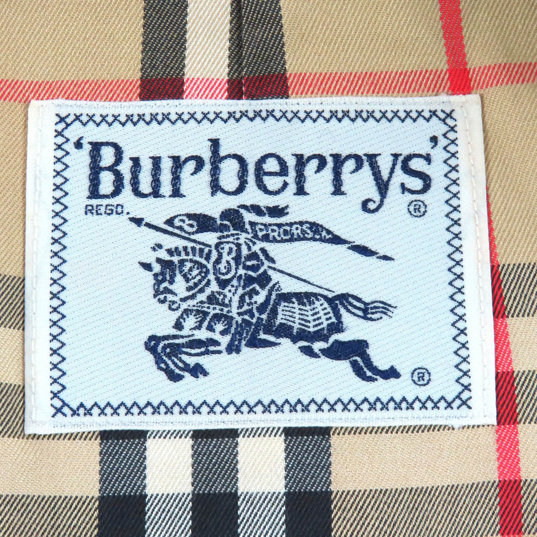 良品△Burberrys バーバリー ヴィンテージ コットン100％ 裏地ノバチェック ベルト付 ロング トレンチコート 玉虫色 カーキ L レディース