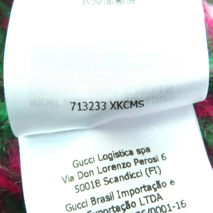 未使用品△GUCCI グッチ 2023年製 713233 スパンコール クロップド丈 モヘヤブレンド 長袖 ニット セーター グリーン ピンク XS 正規品