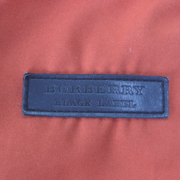 美品▼BURBERRY BLACK LABEL バーバリーブラックレーベル ファー付き フーデッド WZIPUP ダウンジャケット オレンジ L 正規品 メンズ
