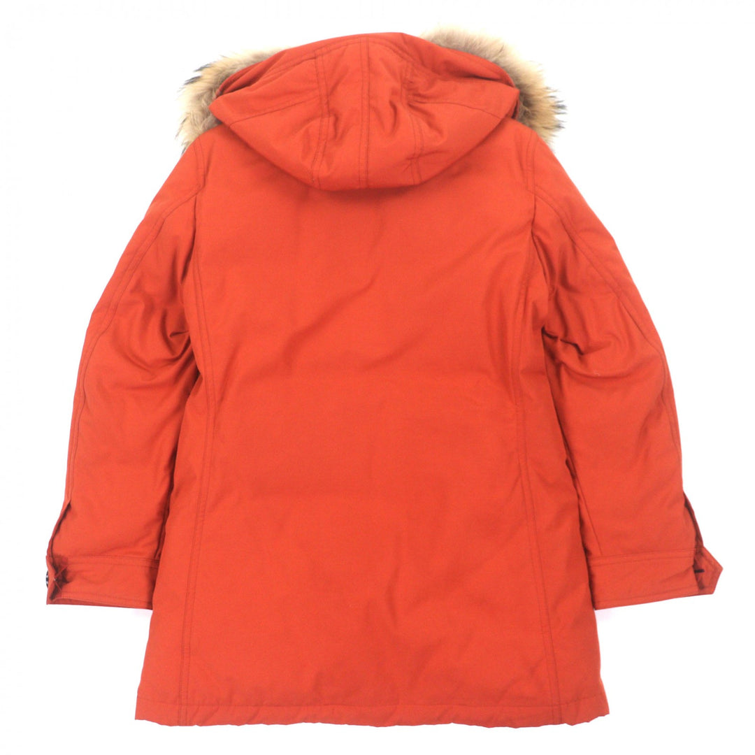 美品▼BURBERRY BLACK LABEL バーバリーブラックレーベル ファー付き フーデッド WZIPUP ダウンジャケット オレンジ L 正規品 メンズ