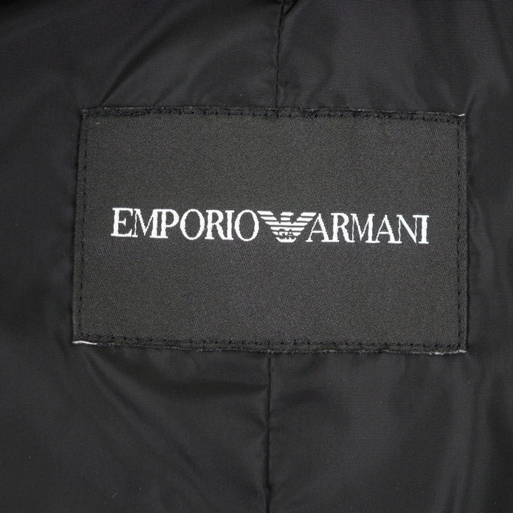 極美品▼EMPORIO ARMANI エンポリオ アルマーニ 黒タグ レイヤードデザイン ダブルブレス ダウンコート ブラック 48 正規品 メンズ