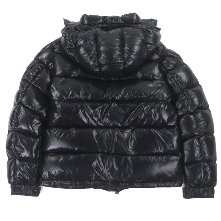 美品▼MONCLER モンクレール 24AW MAYA マヤ ロゴワッペン付 フーデッド WZIPUP ダウンジャケット ブラック 4 イタリア製 正規品 メンズ