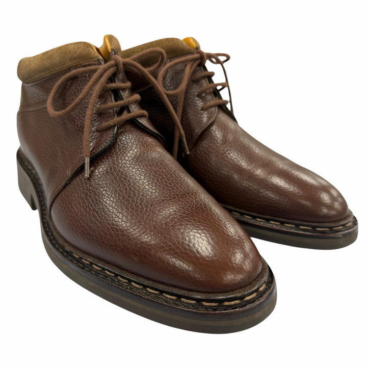良品▼John Lobb ジョンロブ KELSO ケルソ レザー シボ革 アシュビーソール レースアップ チャッカブーツ アンクルブーツ ブラウン 7