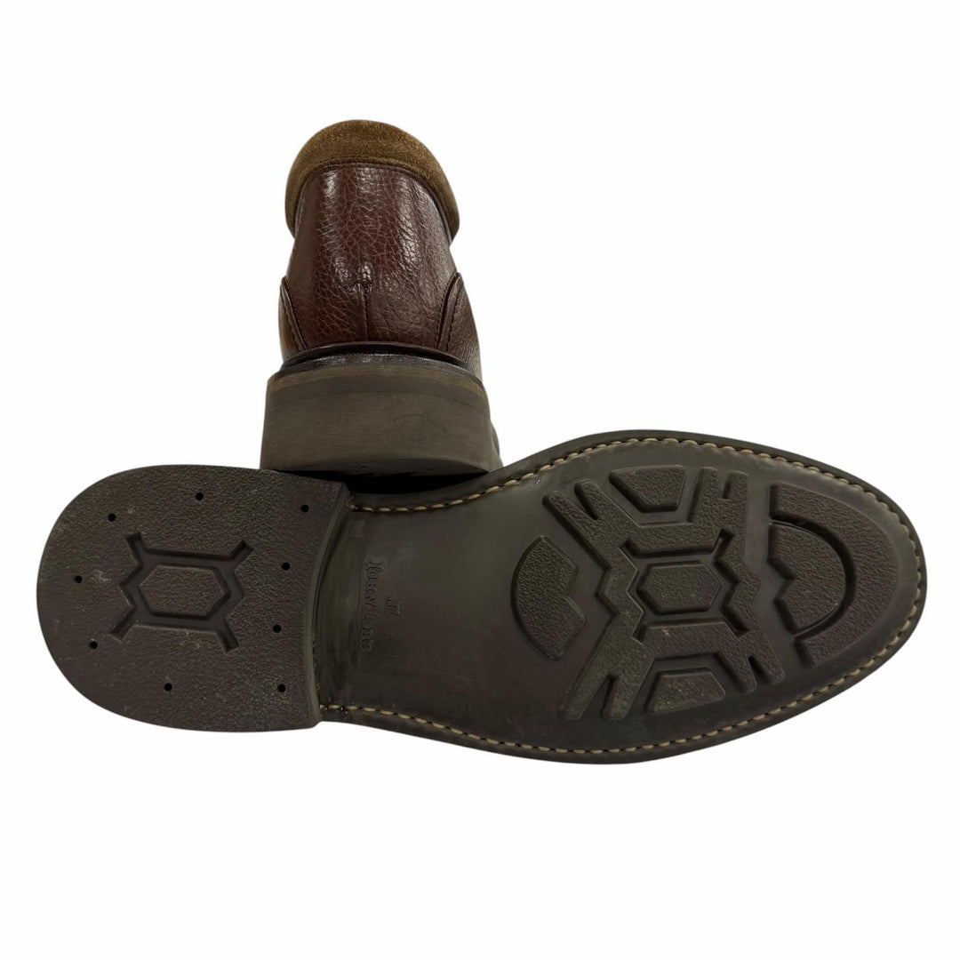 良品▼John Lobb ジョンロブ KELSO ケルソ レザー シボ革 アシュビーソール レースアップ チャッカブーツ アンクルブーツ ブラウン 7