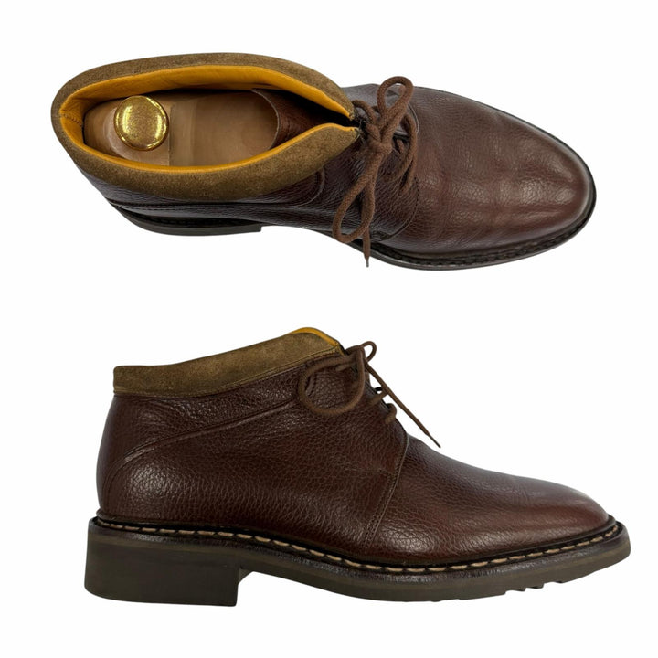 良品▼John Lobb ジョンロブ KELSO ケルソ レザー シボ革 アシュビーソール レースアップ チャッカブーツ アンクルブーツ ブラウン 7