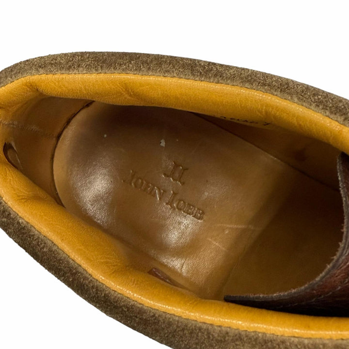 良品▼John Lobb ジョンロブ KELSO ケルソ レザー シボ革 アシュビーソール レースアップ チャッカブーツ アンクルブーツ ブラウン 7