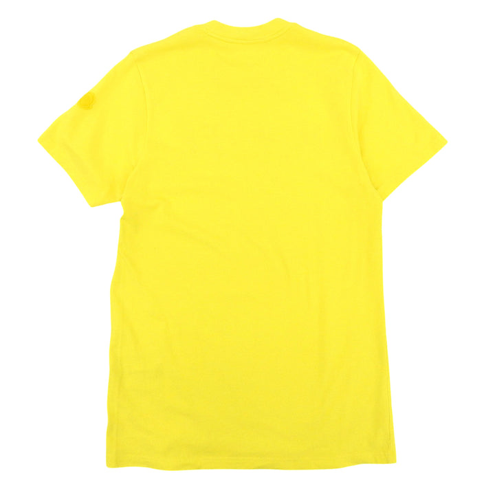 極美品▲MONCLER モンクレール 2023年製 T SHIRT SS コットン100％ ロゴプリント ワッペン付 半袖Ｔシャツ イエロー S 正規品 メンズ