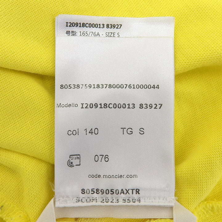 極美品▲MONCLER モンクレール 2023年製 T SHIRT SS コットン100％ ロゴプリント ワッペン付 半袖Ｔシャツ イエロー S 正規品 メンズ